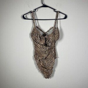 Shade & Shore Leopard Printed Tie one-piece swimsuit Beach Sz Medium